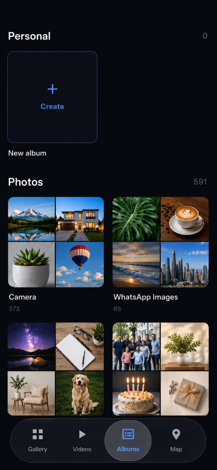Albums screen